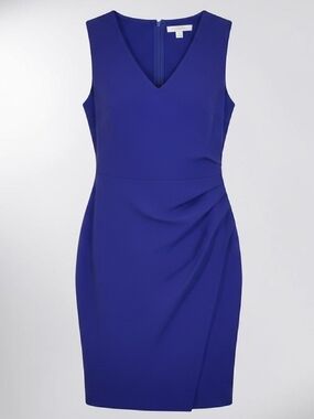 Diane Von Furstenberg Purple Blue V-Neck Midi Dress Office Siren Bodycon Size 0